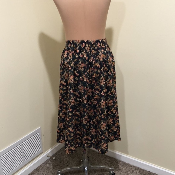 Vintage Midi Skirt Size Medium Dark Forest Green Flora Print High Waisted - Picture 5 of 8